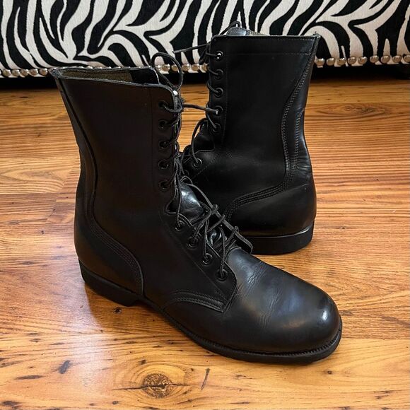 Vintage 10Rj7-78 Black ROSearch Combat Boots Sz 10 R - Picture 1 of 12